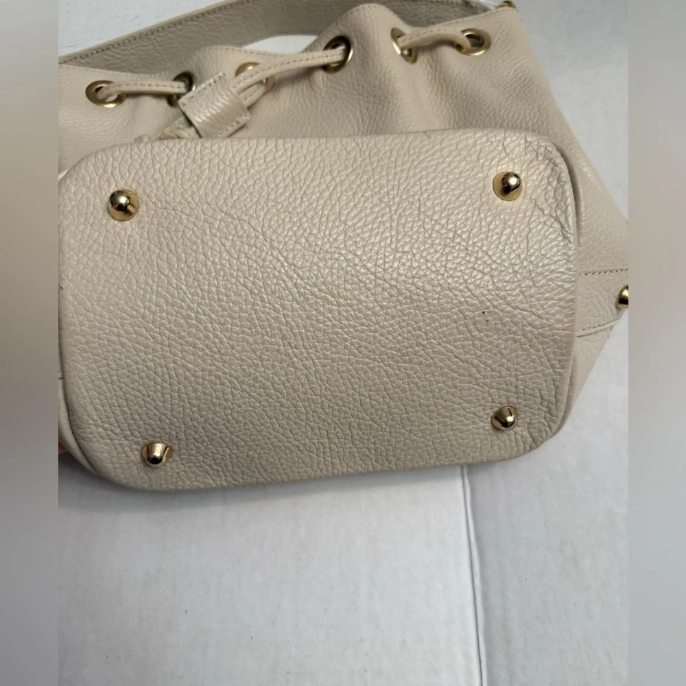 BORSE IN BELLE CROSSBODY & SHOULDER CREAM Leather Bucket Bag MADE IN ITALY